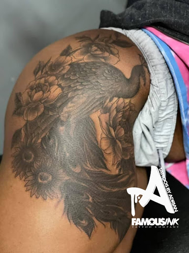 Explore mens knee tattoo ideas, creative tattoo ideas in Hammond, available at Famous Ink, Inc.