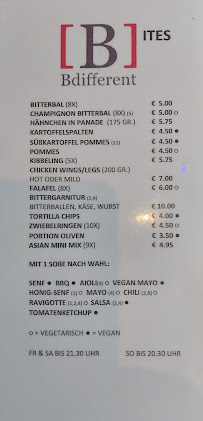Menu / carte de Bdifferent à Bad Bentheim