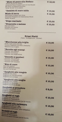 Menu / carte de Ristorante da Stefano à Viareggio