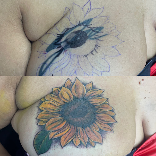 Explore tattoo ideas breast cancer ribbon, creative tattoo ideas in Conway, available at Saint Voodoo Tattoo