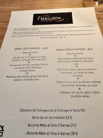 Menu / carte de L'Emulsion à Toulouse