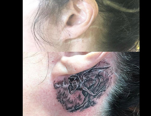 Explore occult tattoo ideas, creative tattoo ideas in Scarsdale, available at Damm Nice Tattoo & Body Art