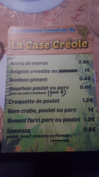 La Case Créole à Manosque menu