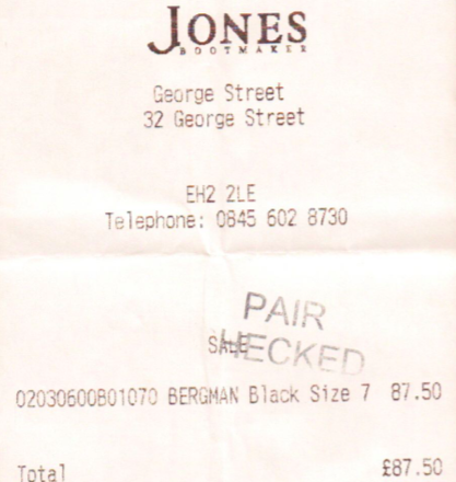 Comments and reviews of Jones Bootmaker
