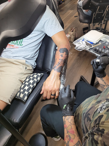 Explore jolly roger tattoo ideas, creative tattoo ideas in Hinesville, available at House of Ink Tattoos