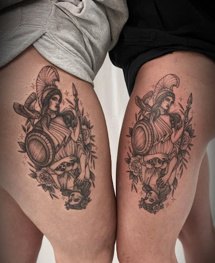 Explore bear sleeve tattoo ideas, creative tattoo ideas in Ambler, available at Tattoo GalaxyAmbler Piercing & Custom Tattoos
