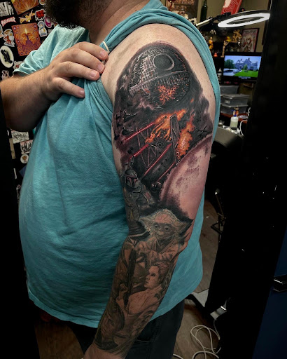 Explore neck tattoo ideas male, creative tattoo ideas in Willis, available at Half Pint Tattoo Studio