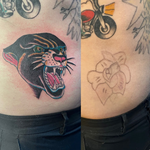Explore pulp fiction tattoo ideas, creative tattoo ideas in Calumet, available at Tattooing by Big Ben