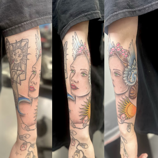 Explore shading ideas for sleeve tattoos, creative tattoo ideas in Meridian, available at Creative Pain Tattoo Studio