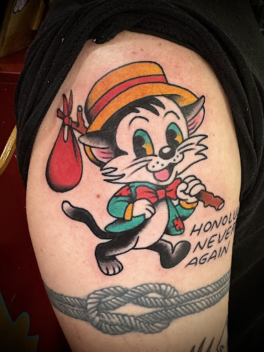 Explore dominican flag tattoo ideas, creative tattoo ideas in Honolulu, available at Sacred Art Tattoo Waikiki