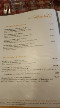 Winstub Meiselocker à Strasbourg menu