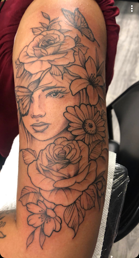 Explore mexican sleeve tattoo ideas, creative tattoo ideas in Uvalde, available at Artistik Kreationz 96