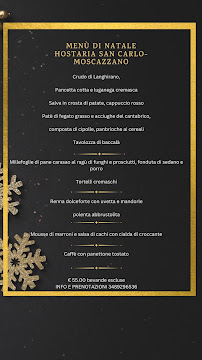 Menu du Hostaria San Carlo à Moscazzano
