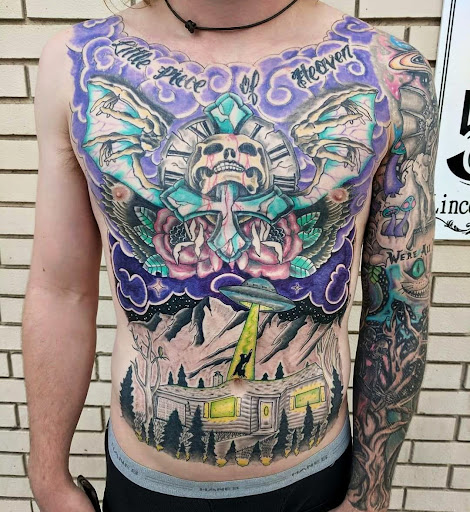 Explore saw tattoo ideas, creative tattoo ideas in Vincennes, available at Silver Owl Tattoo