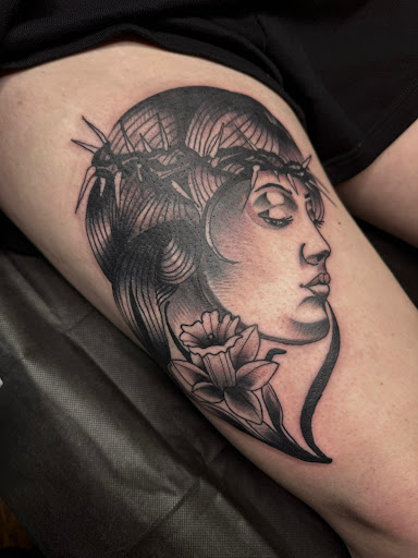 Explore tattoo frame ideas, creative tattoo ideas in Buffalo, available at True Gloom Tattoo Studio