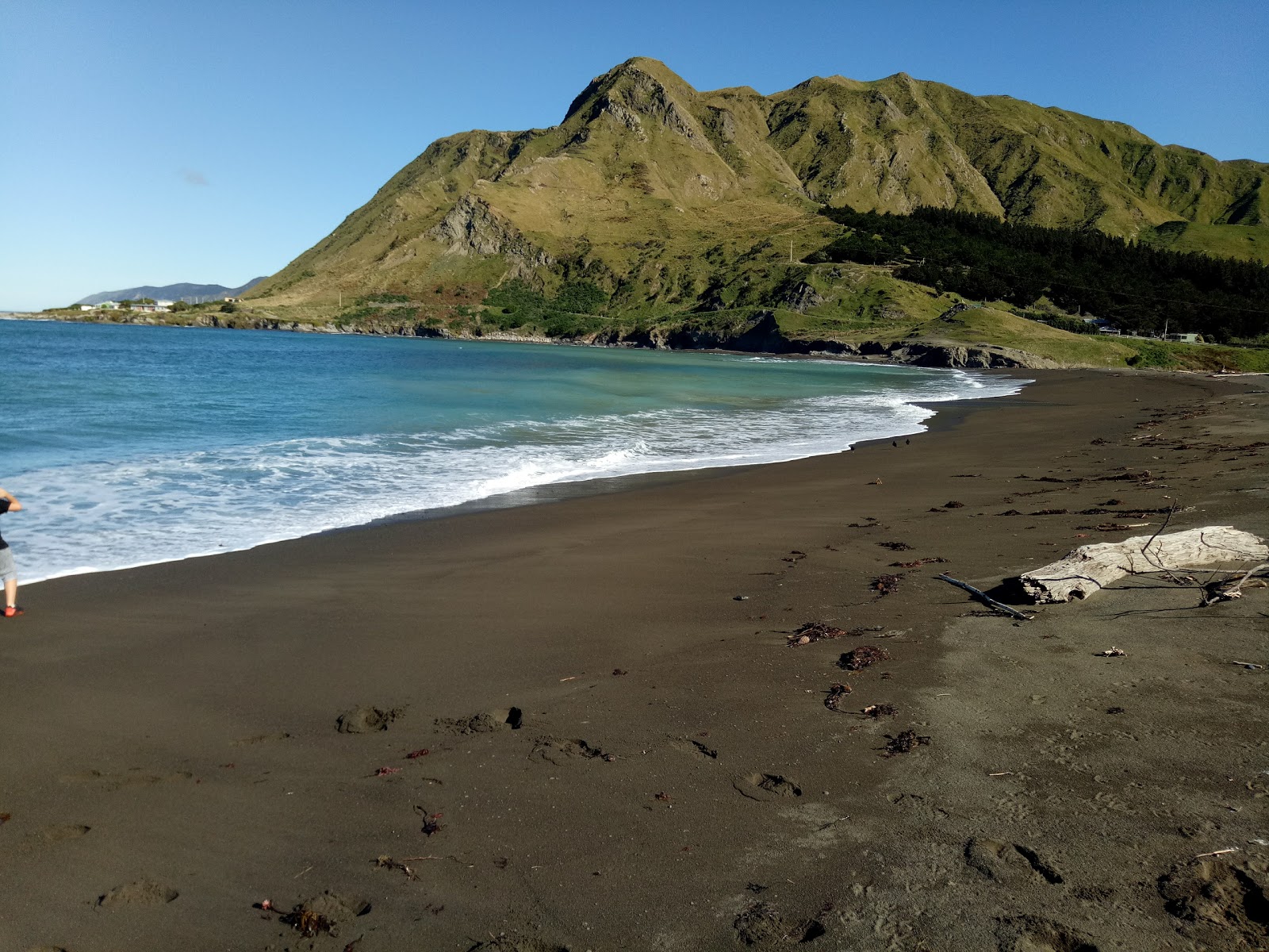 Foto di Te Awaiti Beach con una superficie del sabbia grigia