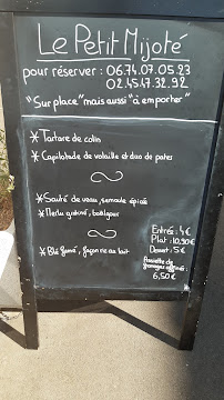 Restaurant Le petit mijoté à La Riche (le menu)
