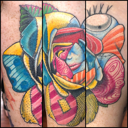 Explore chest shoulder tattoo ideas, creative tattoo ideas in Roseville, available at Fallen Angel Tattoo