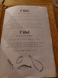 L'Abri - restaurant & chai de vinification à Marseille menu