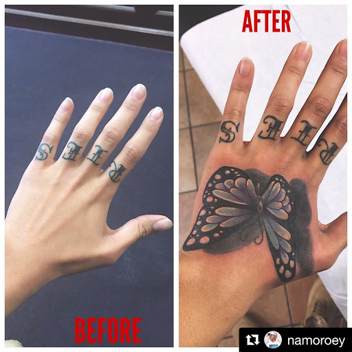 Explore fill in tattoo sleeve ideas, creative tattoo ideas in Saint Augustine, available at Ms. Deborahs Fountain of Youth Tattoo & Body Piercing