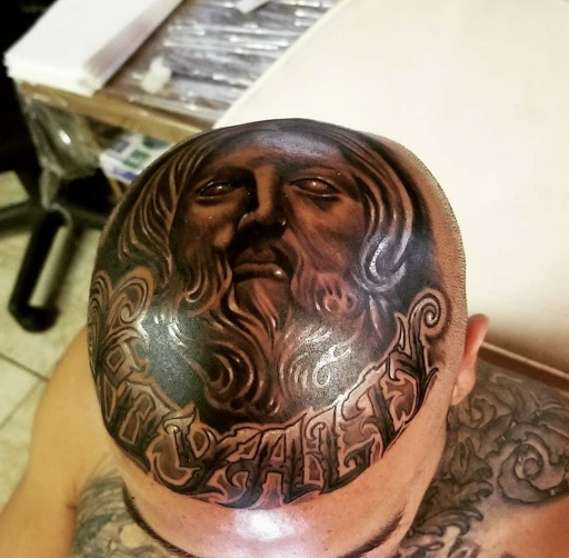 Explore portrait sleeve tattoo ideas, creative tattoo ideas in Denver, available at Denvers Competitive Ink