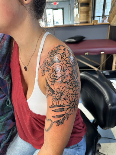 Explore cover up tattoo ideas shoulder, creative tattoo ideas in Elkin, available at Black Bear Tattoo