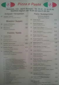 Carte du Pizza e Pasta Di Silgir Bremen à Bremen