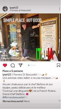 Menu / carte de Il fornaio à Beausoleil