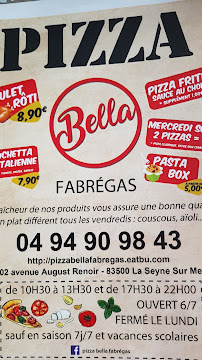 Pizza Bella Fabregas à La Seyne-sur-Mer menu