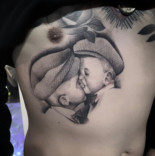 Explore lower belly tattoo ideas, creative tattoo ideas in Denver, available at Nocturnal Tattoo