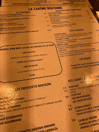 La Cantine Bretonne à Paris menu