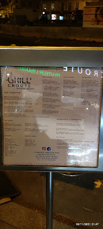 Carte du Grill' Croute à Neuilly-sur-Seine