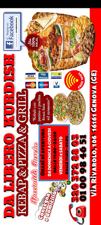Restaurant de döner kebab Da Libero à Genoa (le menu)