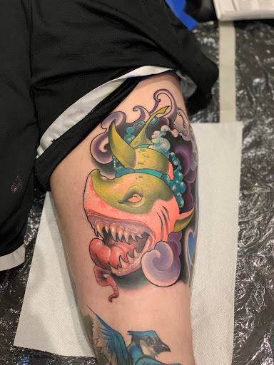 Explore christmas tree tattoo ideas, creative tattoo ideas in Tallmadge, available at Killjoy tattoo