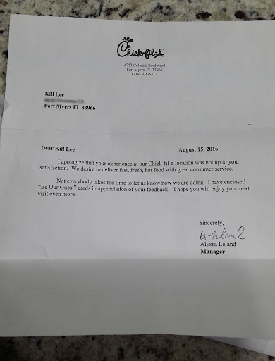 Fast Food Restaurant «Chick-fil-A», reviews and photos, 4752 Colonial Blvd, Fort Myers, FL 33966, USA