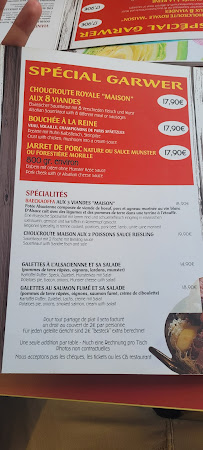Restaurant français S'Garwer Stub à Ribeauvillé - menu / carte