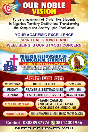 NIFES CF SECRETARIAT, AAU., Behind Kudirat Hostel, Ambrose Alli University Female Hostel Road, Ekpoma, Nigeria, Church, state Edo