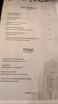 Menu / carte de Ristorante Crotto Ombra à Chiavenna