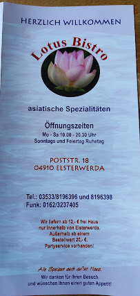 Restaurant vietnamien Asia Lotus Inh. Van Dao Lu à Elsterwerda (la carte)