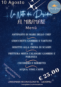 Menu du Ristorante Miramare - Eventi à Ladispoli