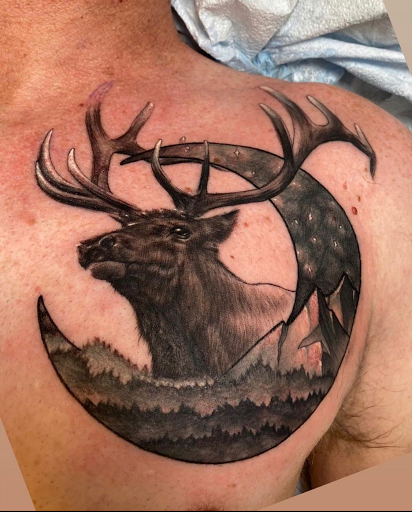 Explore flag tattoo ideas, creative tattoo ideas in Castle Rock, available at Studio 38 Tattoo and Gallery