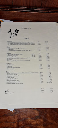 Carte du Agriristorante la Miona Hotel à Licciana Nardi