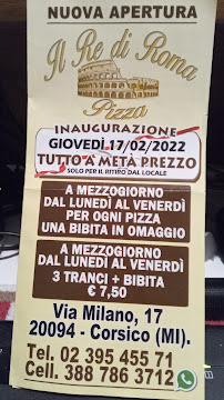 RE DI ROMA PIZZA SNC à Corsico carte