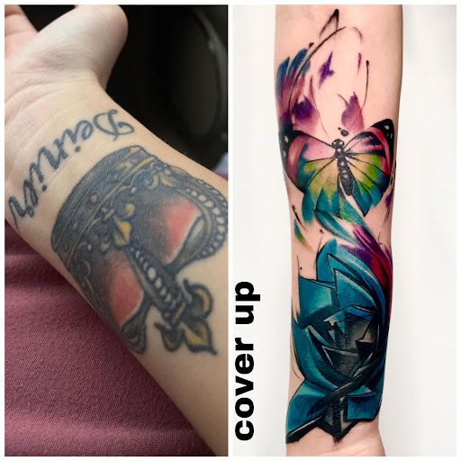 Explore tattoo ideas for top of leg, creative tattoo ideas in Katy, available at Family Tattoo Studio
