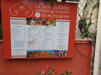 Restaurant La Table du Maroc à Saintes (le menu)