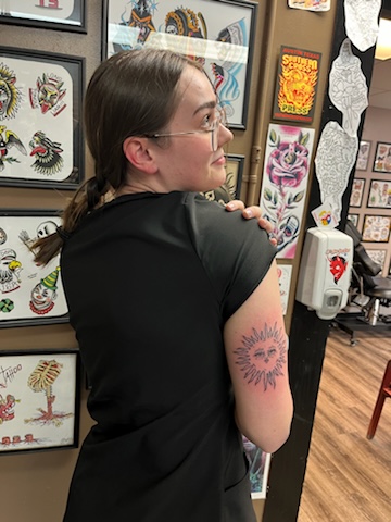 Explore skull and rose tattoo ideas, creative tattoo ideas in Marietta, available at Lucky Draw Tattoos III