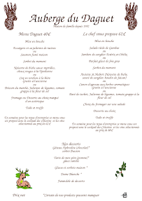 Menu / carte de Auberge du Daguet à Vieux-Moulin