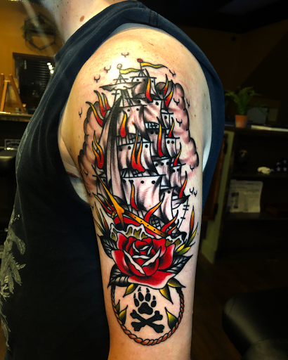 Explore head tattoo ideas for females, creative tattoo ideas in Johnson City, available at Gold Cross Tattoo Co.