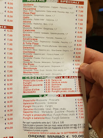 Carte du A Tutta Pizza Talenti à Rome
