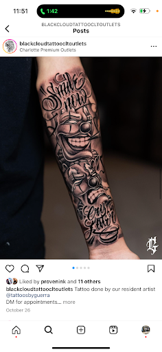 Explore rock music tattoo ideas, creative tattoo ideas in Atlanta, available at Black Cloud Tattoo and Piercing